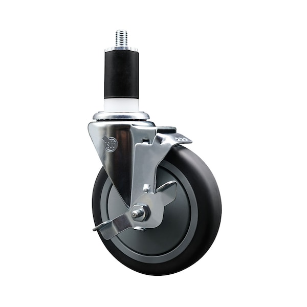 5'' SS Thermoplastic Rubber Swivel 1-1/2'' Expanding Stem Caster with Brake